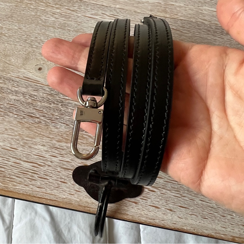 Genuine Leather Purse Strap Replacement for YSL Noir Silver Hardware - Picture 2 of 6